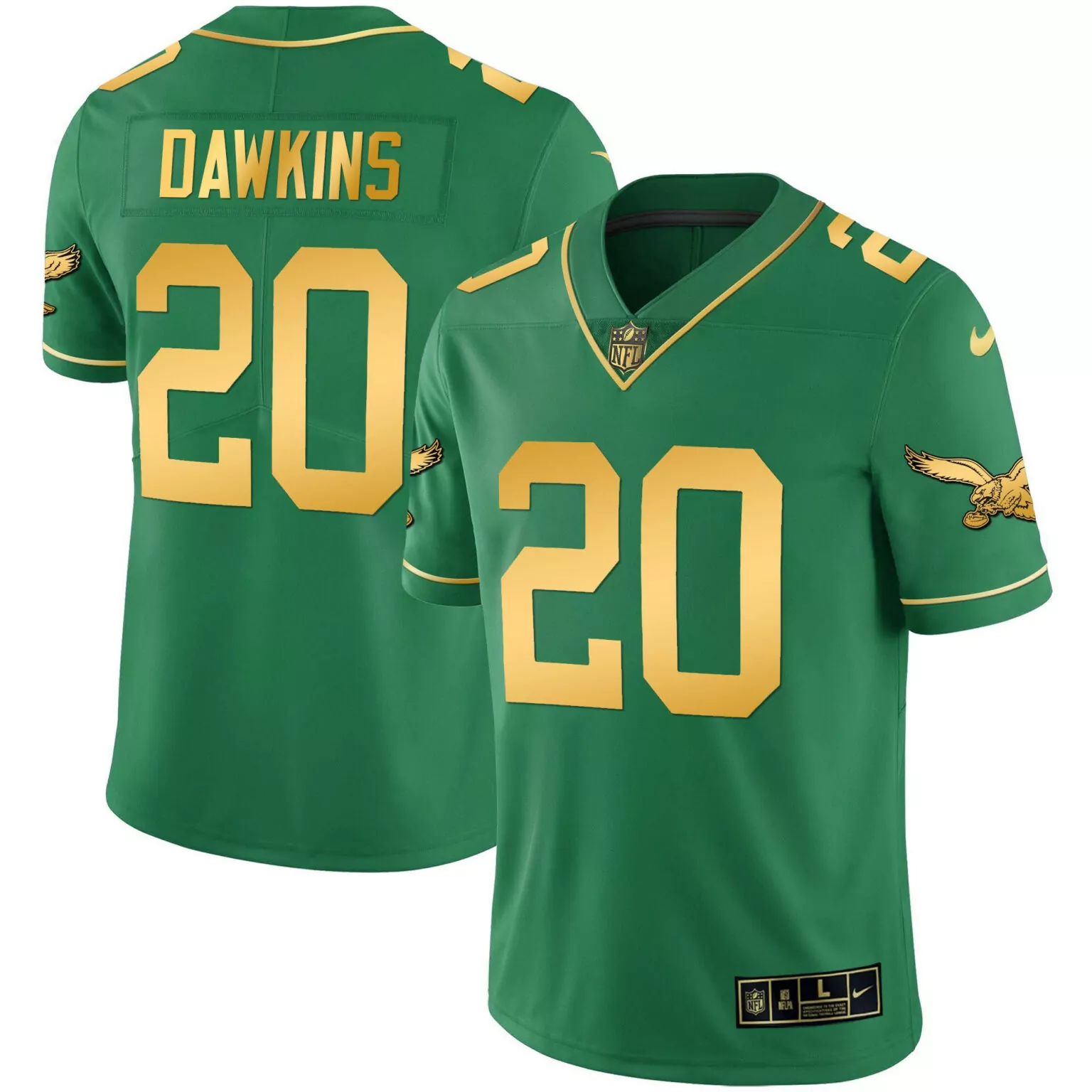 Brian Dawkins 20 Eagles Jersey Green Men Replica Gold All Stitched