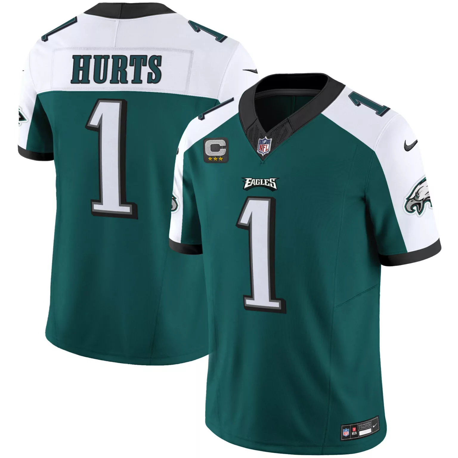 Jalen Hurts 1 Eagles Jersey Green Nflpa Men Replica White Black Alternate All Stitched