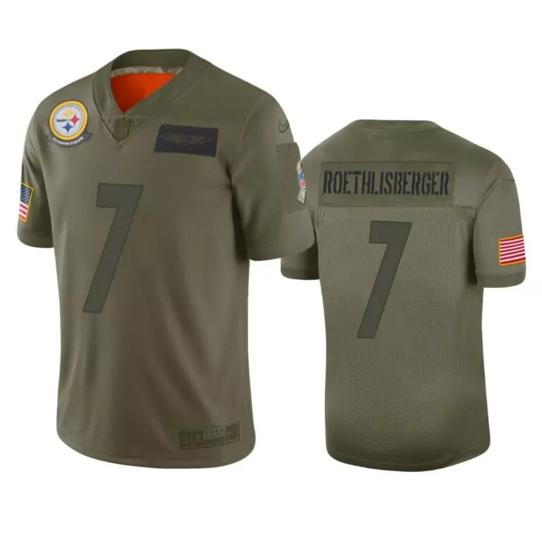Ben Roethlisberger 7 Jersey Olive Green Salute To Service Pittsburgh Steelers American Flag Usaa
