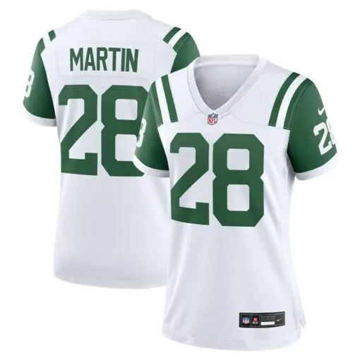 Curtis Martin 28 New York Jets Jersey White Women Authentic Green Classic Alternate