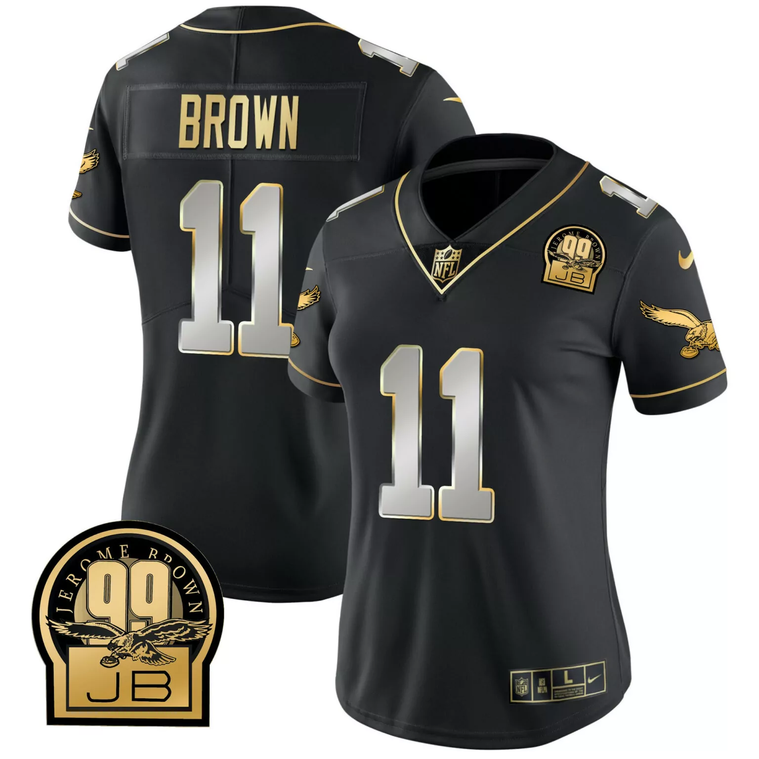 Aj Brown 11 Philadelphia Eagles Jersey Black Jerome Legacy 99 Jb Eagle Mascot Men