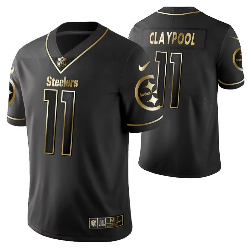 Chase Claypool 11 Steelers Jersey Black Men Gold