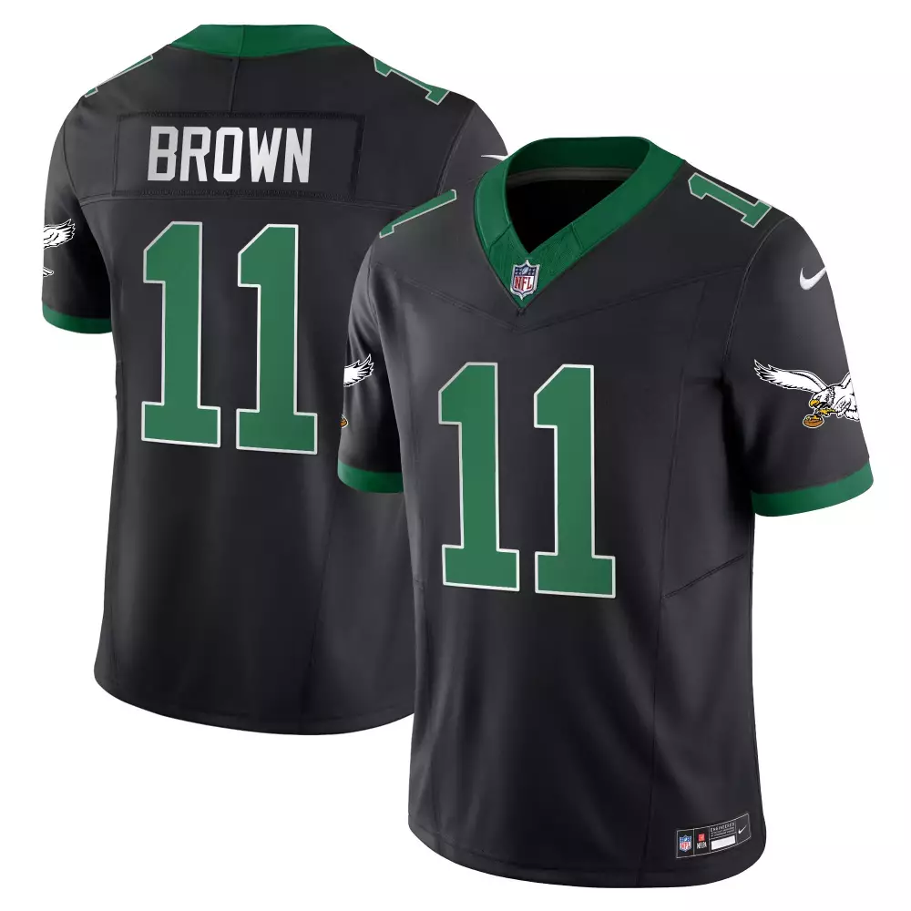 Aj Brown 11 Eagles Jersey Black Men Replica Green Throwback Vapor Limited All Stitched