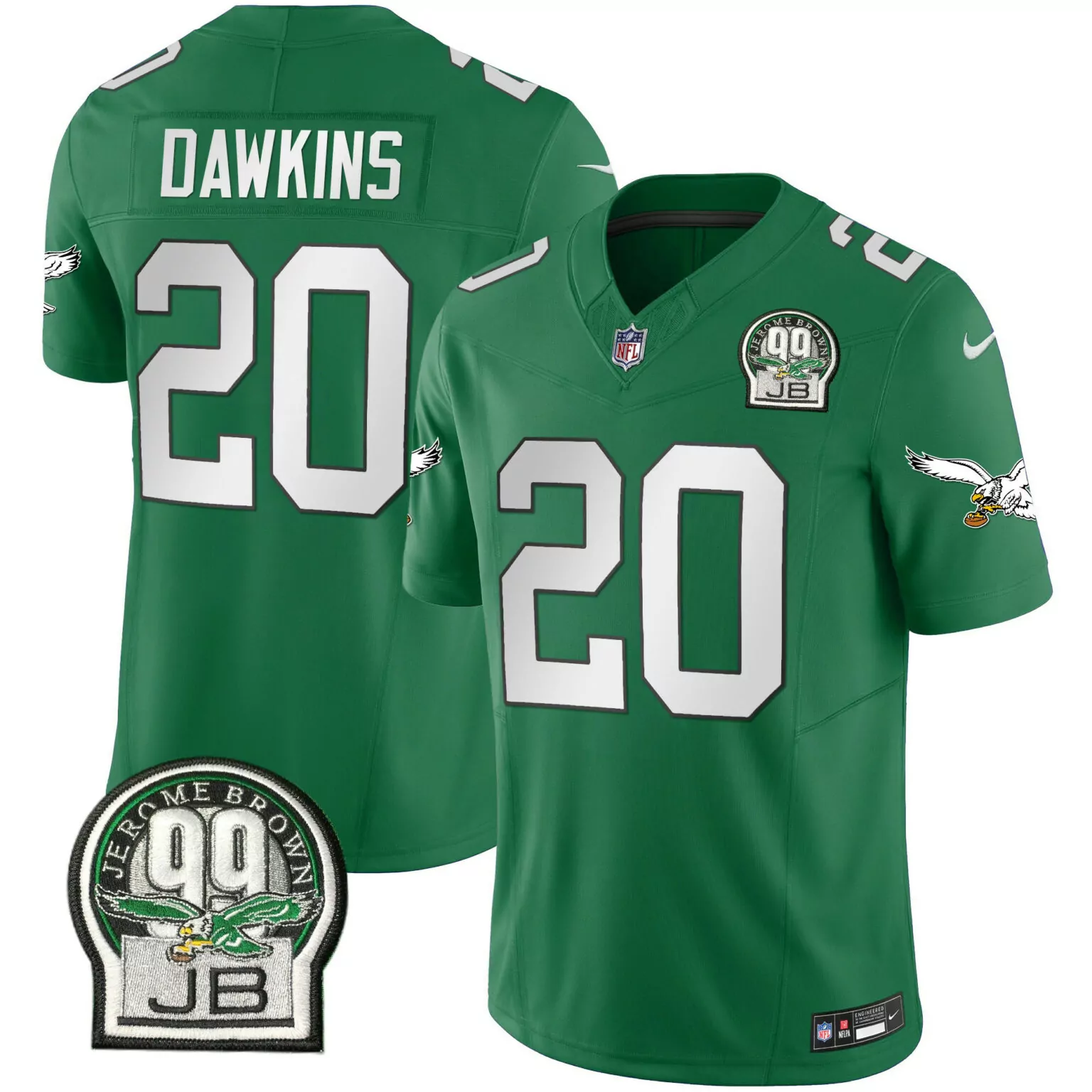 Brian Dawkins 20 Jersey Green Philadelphia Eagles Jerome Brown 99 Jb Men Standard