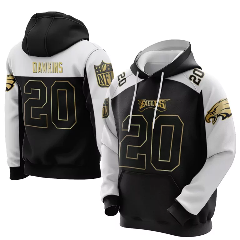 Brian Dawkins 20 Eagles Jersey Black Men Hoodie White Gold Vapor Alternate