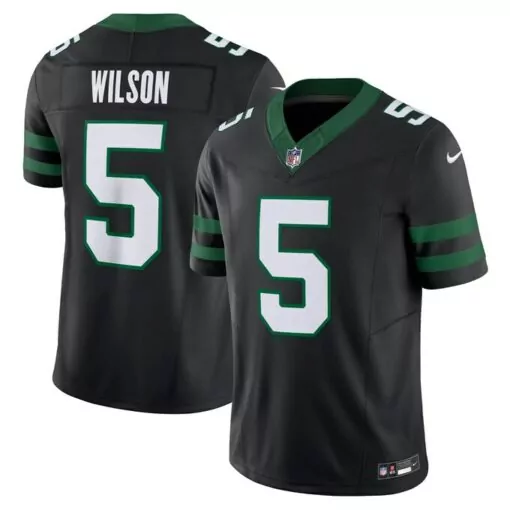 Garrett Wilson 5 New York Jets Jersey Black Men White Green Alternate Vapor Legacy