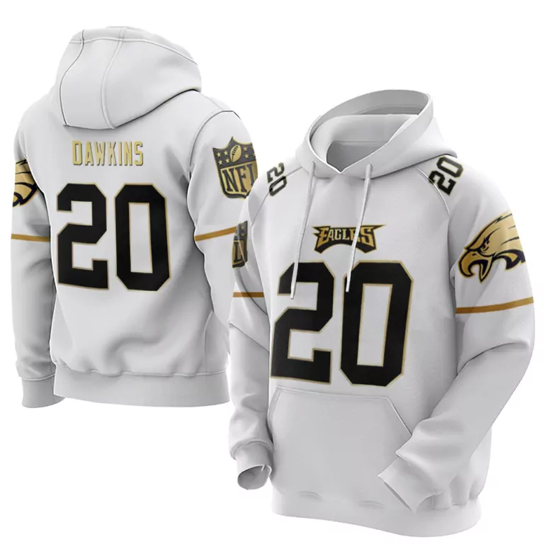 Brian Dawkins 20 Eagles Jersey White Hoodie Black Gold Vapor