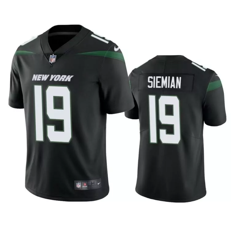 Trevor Siemian 19 New York Jets Jersey Black Men Short Sleeve White Green Vapor