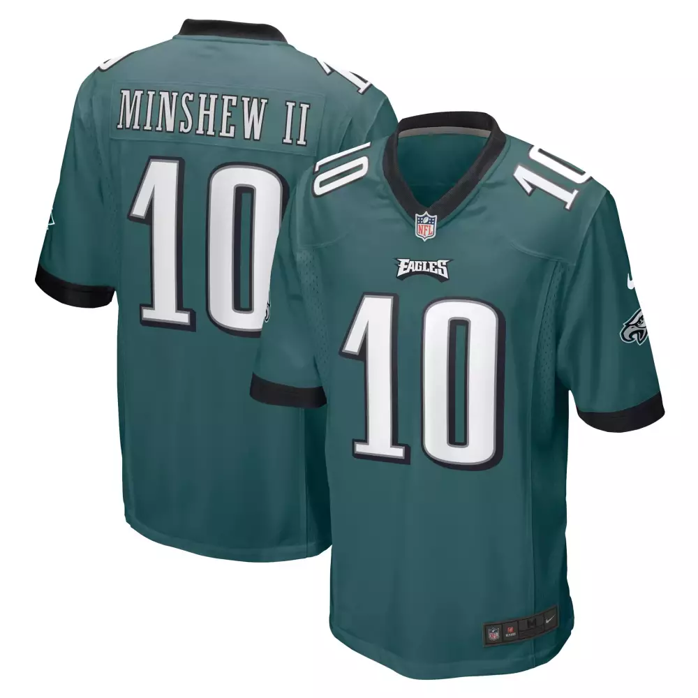 Gardner Minshew 10 Eagles Jersey Green Men Black White Game