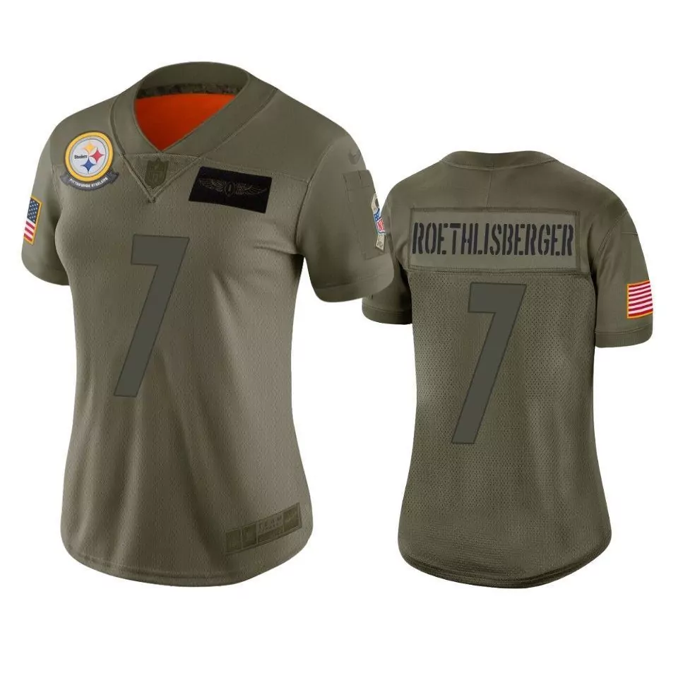 Ben Roethlisberger 7 Jersey Olive Green Salute To Service Pittsburgh Steelers American Flag