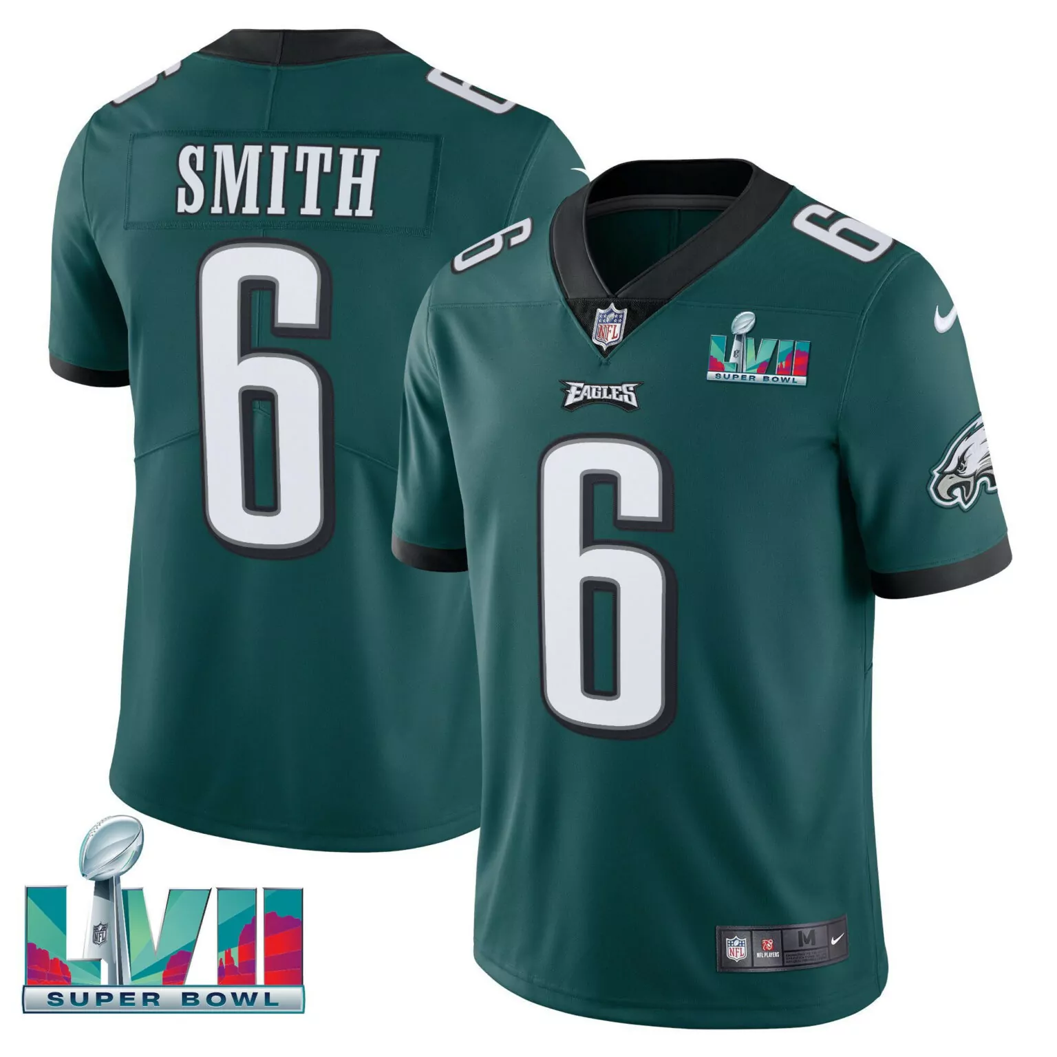 Devonta Smith 6 Eagles Jersey Green Super Bowl Lvii Men Game Black White All Stitched