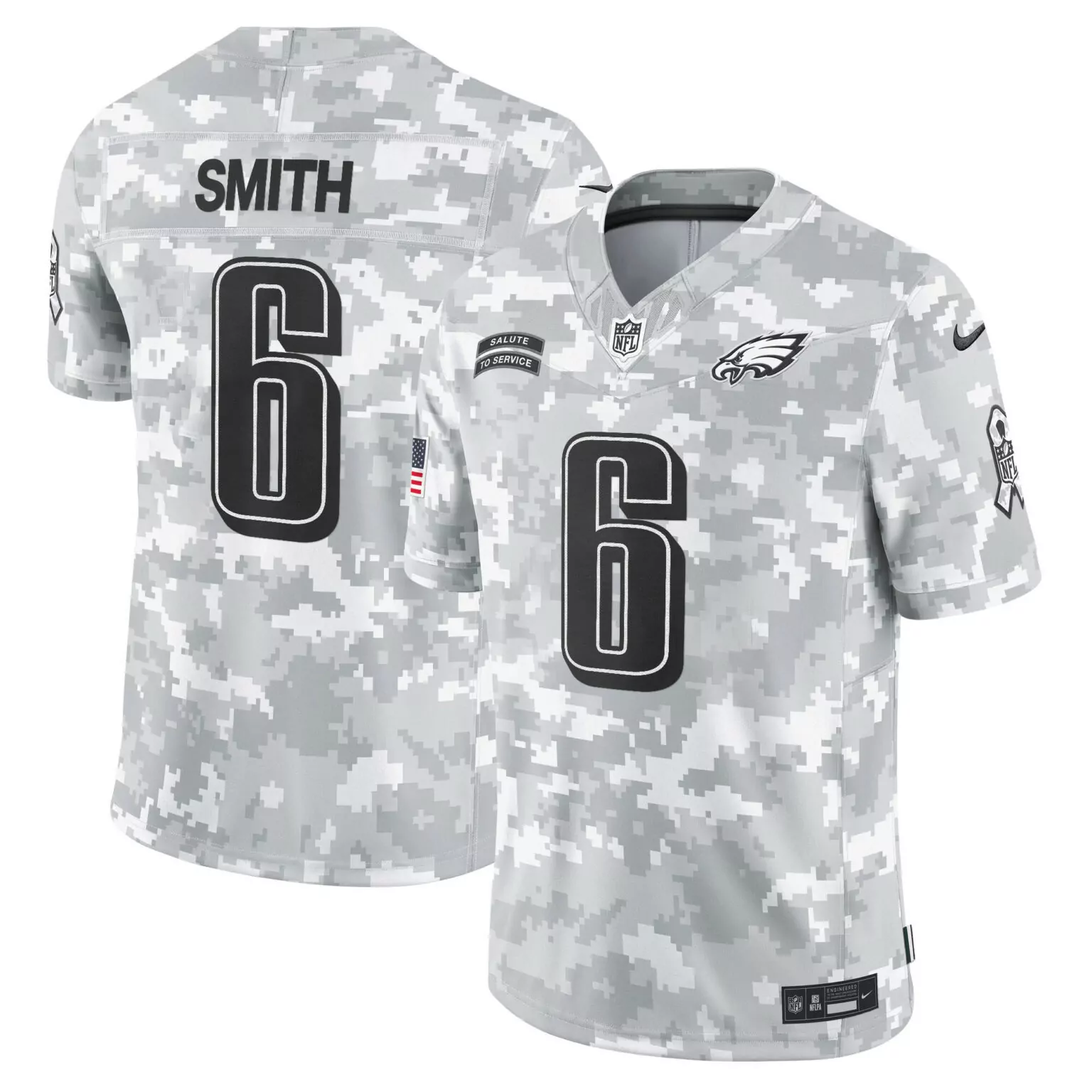 Devonta Smith 6 Jersey Gray Salute To Service Philadelphia Eagles Men Digital Camouflage