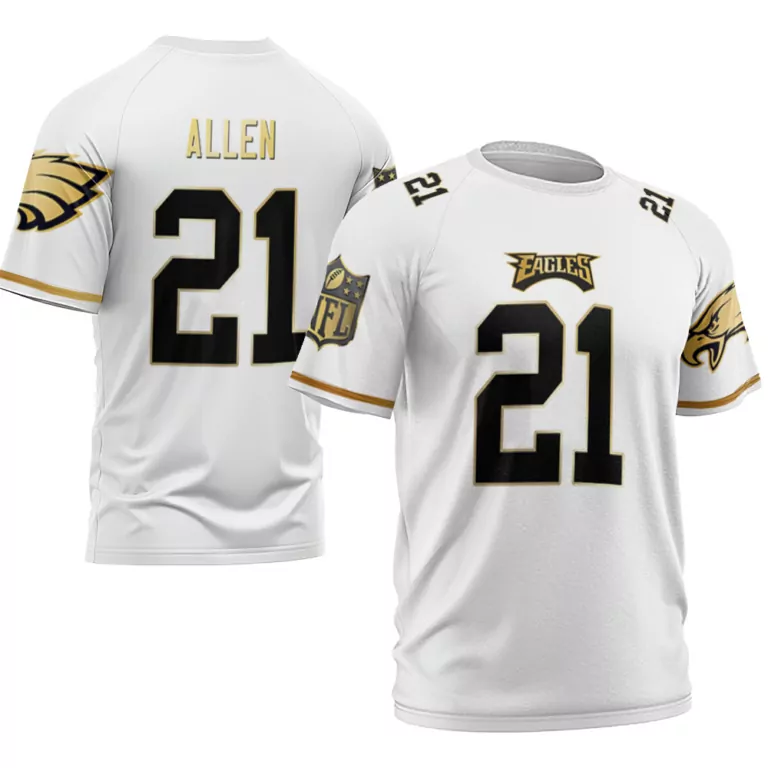 Eric Allen 21 Eagles Jersey White Men Black Gold Vapor