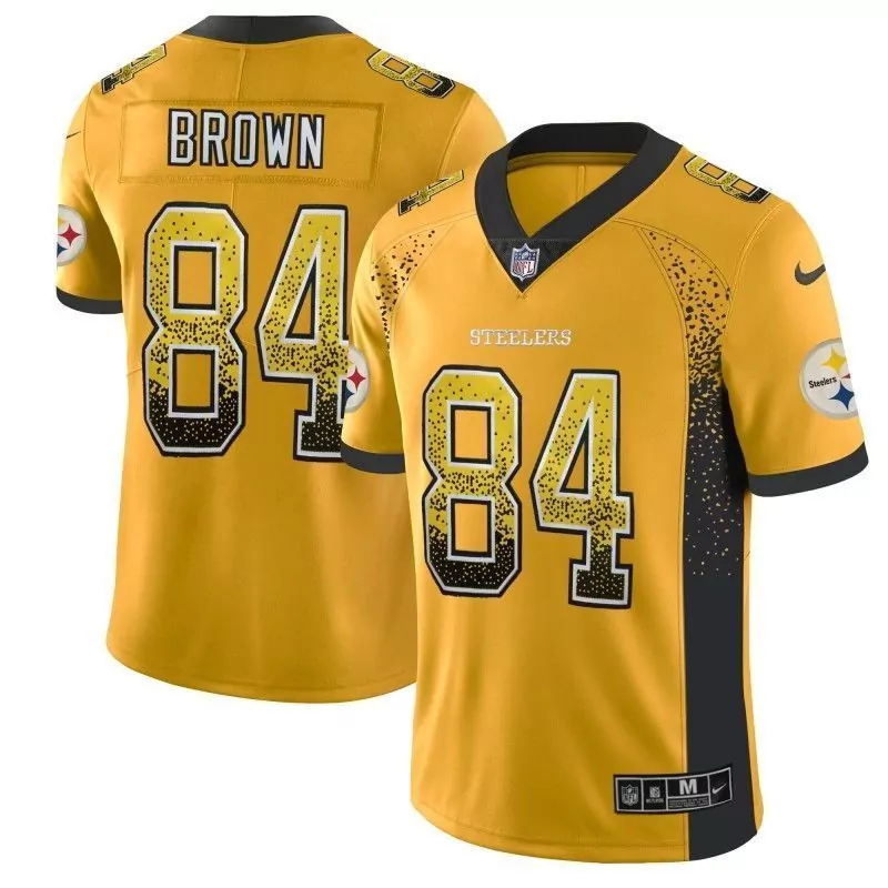 Antonio Brown 84 Steelers Jersey Gold Men Alternate Split Design Black