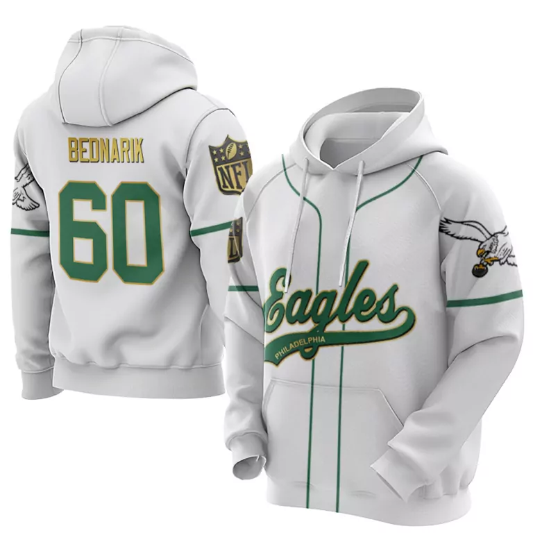 Chuck Bednarik 60 Eagles Jersey White Green Retired