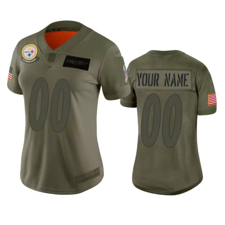 Custom Pittsburgh Steelers Jersey Olive Green Salute To Service American Flag Men