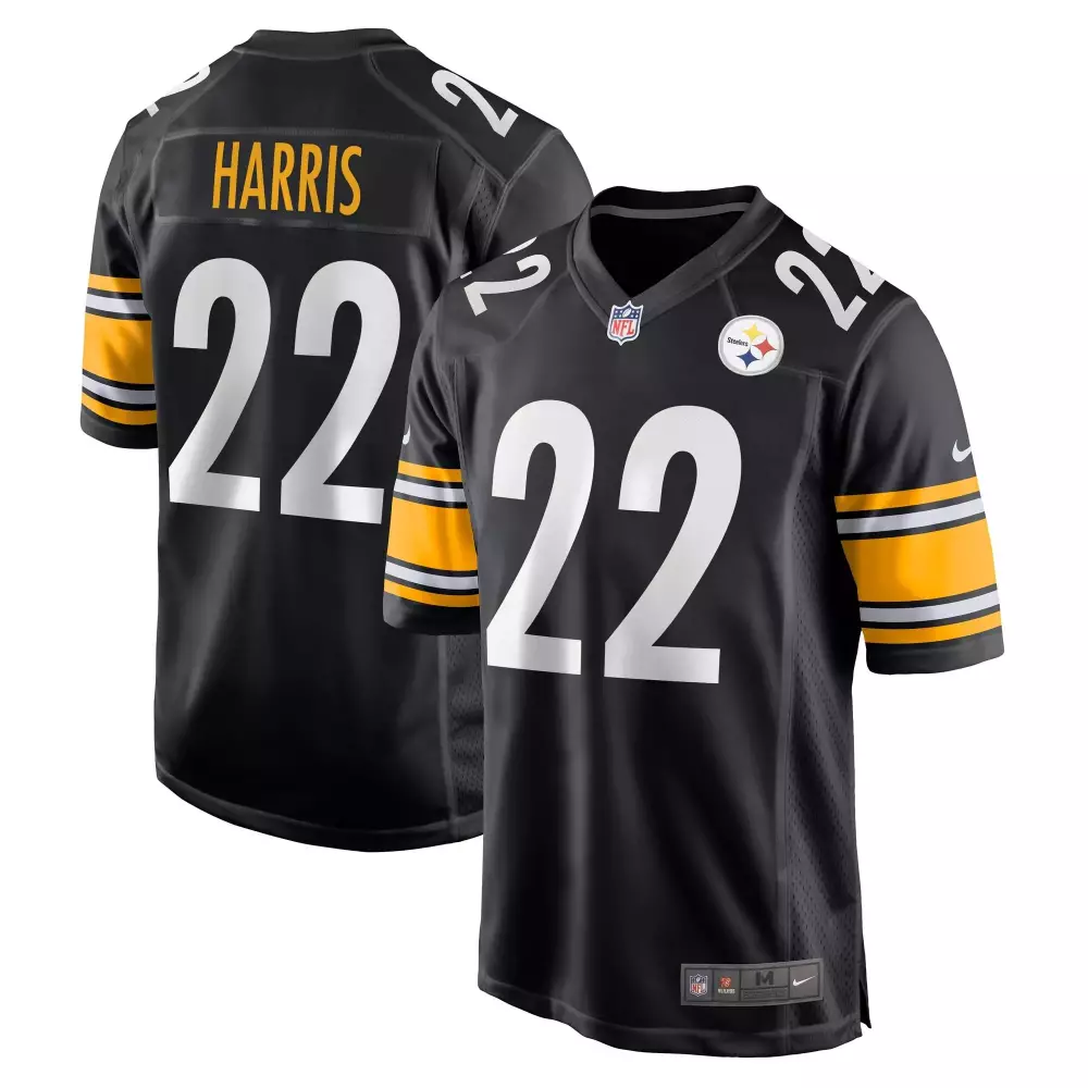 Najee Harris 22 Jersey Black Pittsburgh Steelers Men Authentic Yellow White Game