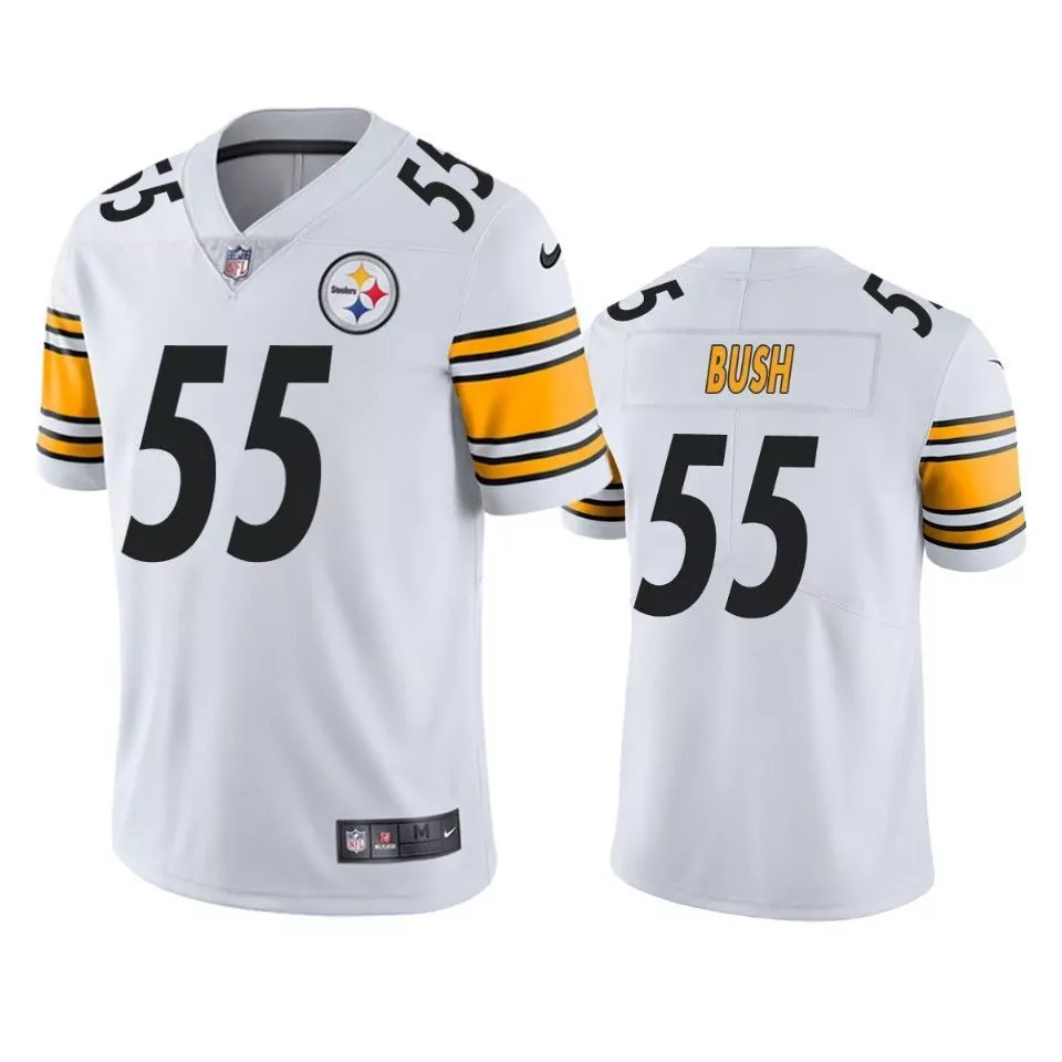 Devin Bush 55 Pittsburgh Steelers Jersey White Men Authentic Alternate Black Gold