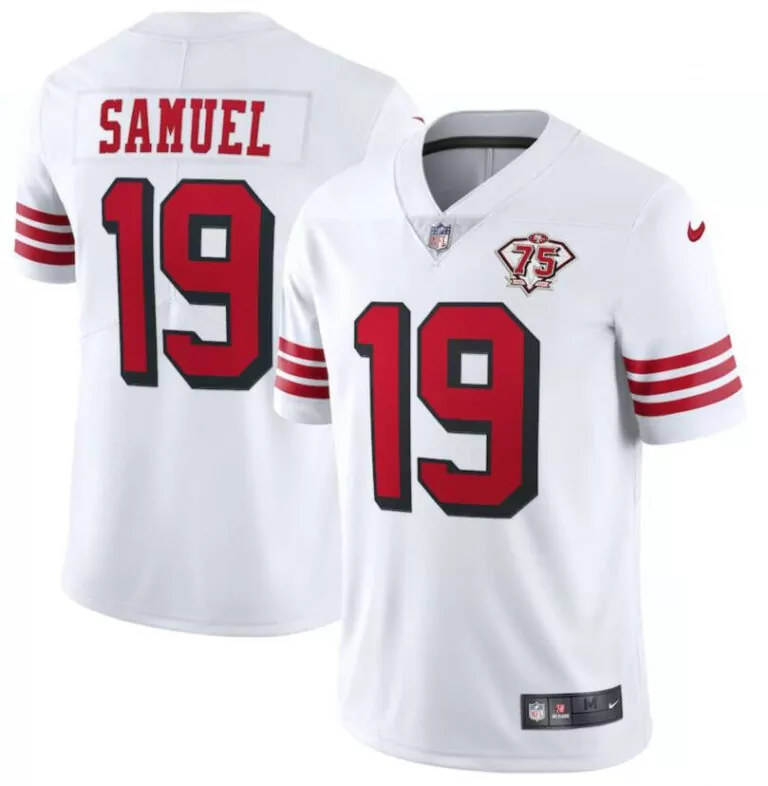 Deebo Samuel 19 Jersey White San Francisco 49ers 75th Anniversary Men Replica Alternate