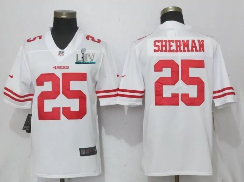 Richard Sherman 25 49ERS Jersey White Liv Standard Red