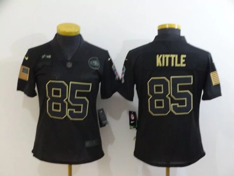 George Kittle 85 New York Jets Jersey Black Out American Flag Men Gold Vapor