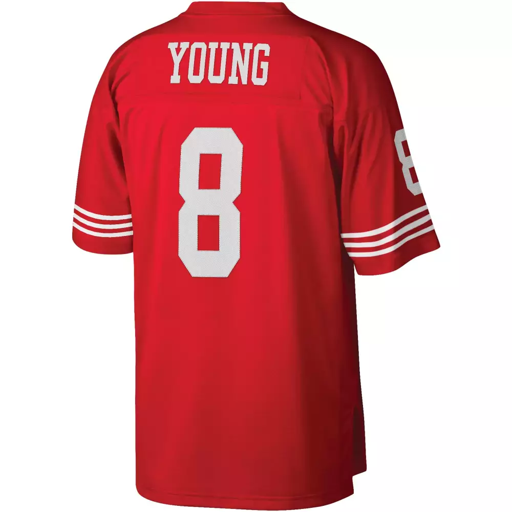 Steve Young 8 49ers Jersey Red Men White Legacy
