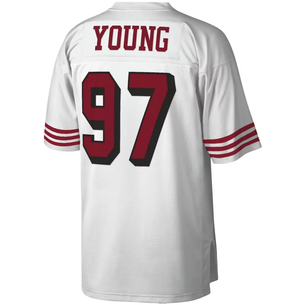 Bryant Young 97 49ers Jersey White Men Maroon Legacy