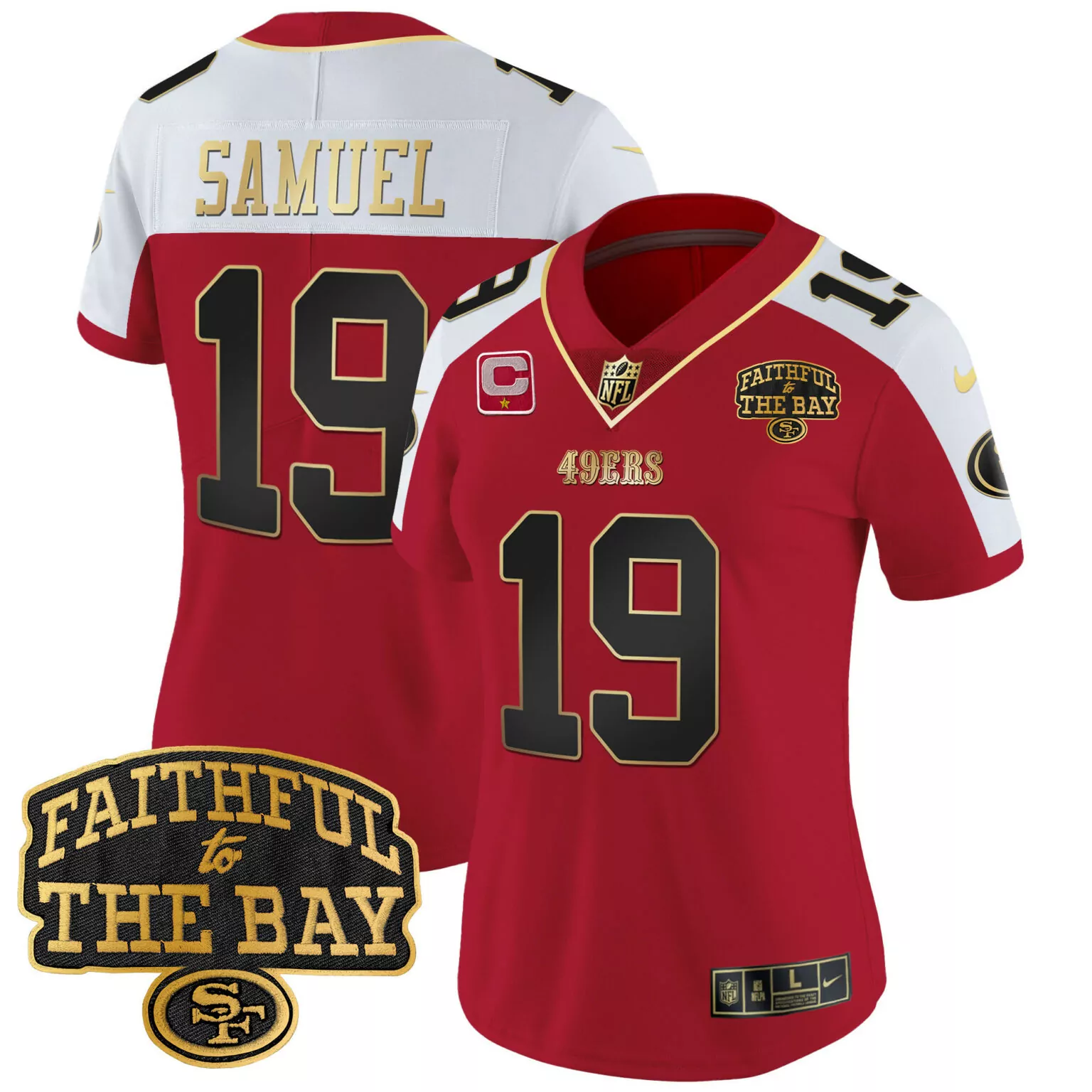 Deebo Samuel 19 49ERS Jersey Red Faithful To The Bay Men Alternate Split Design White