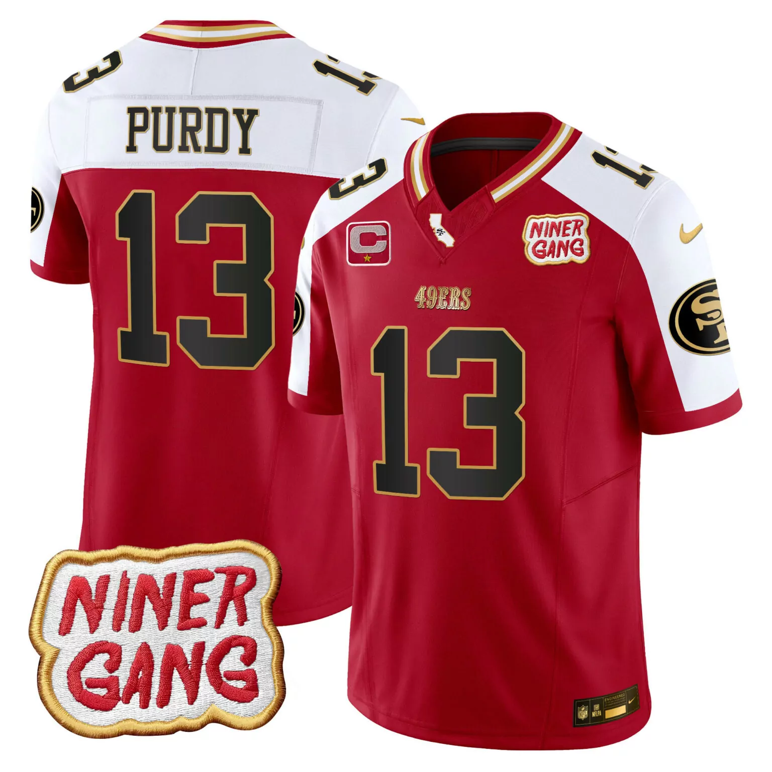 Brock Purdy 13 49ERS Jersey Red Niner Gang 2023 Men Replica White Gold Black Alternate