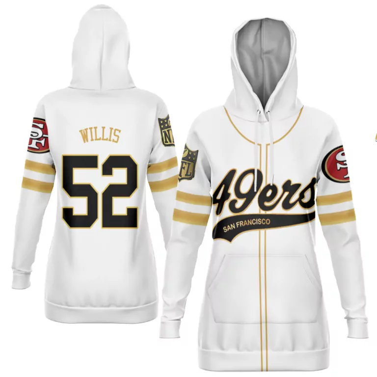 Patrick Willis 52 49ers Jersey White San Francisco Women Hoodie Gold Cool Base Limited