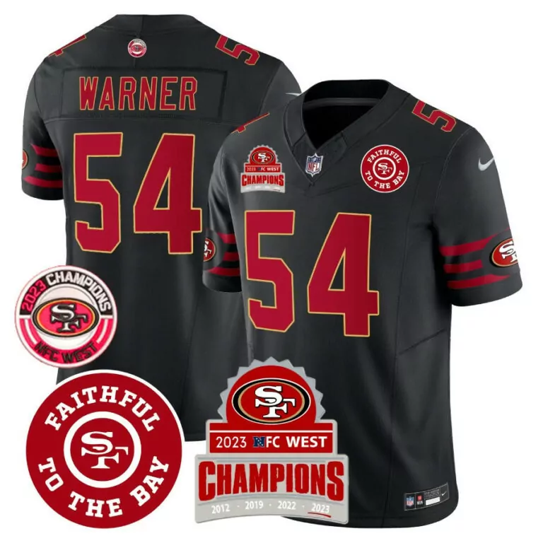 Fred Warner 54 Jersey Black 2023 NFC West Champions San Francisco 49ers Faithful To Bay