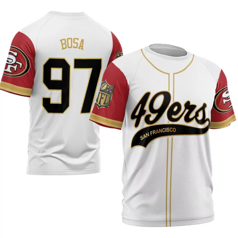 Nick Bosa 97 San Francisco 49ers Jersey White Men Red Gold Cool Base Limited