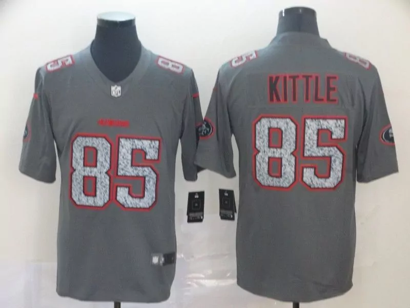 George Kittle 85 49ers Jersey Gray Men Replica Red White Limited