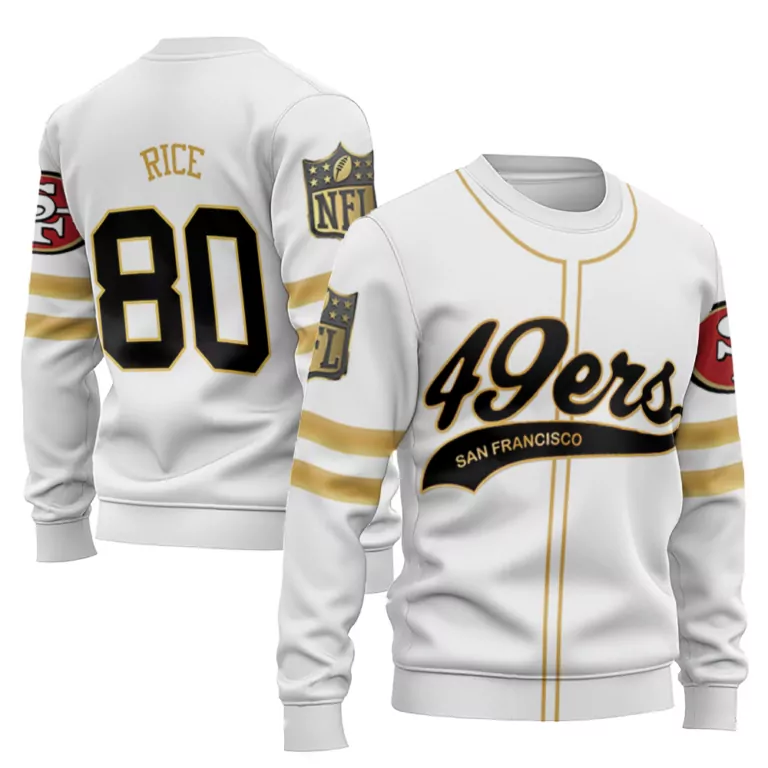 Jerry Rice 80 San Francisco 49ers Jersey White Gold Cool Base Limited V2
