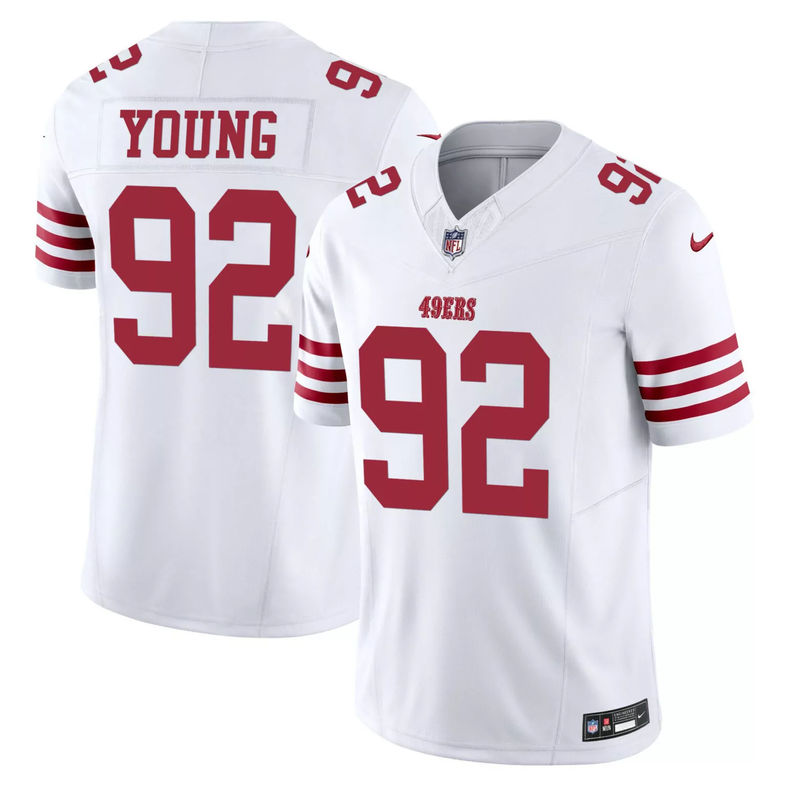 Chase Young 92 49ERS Jersey White Men Alternate Red All Stitched