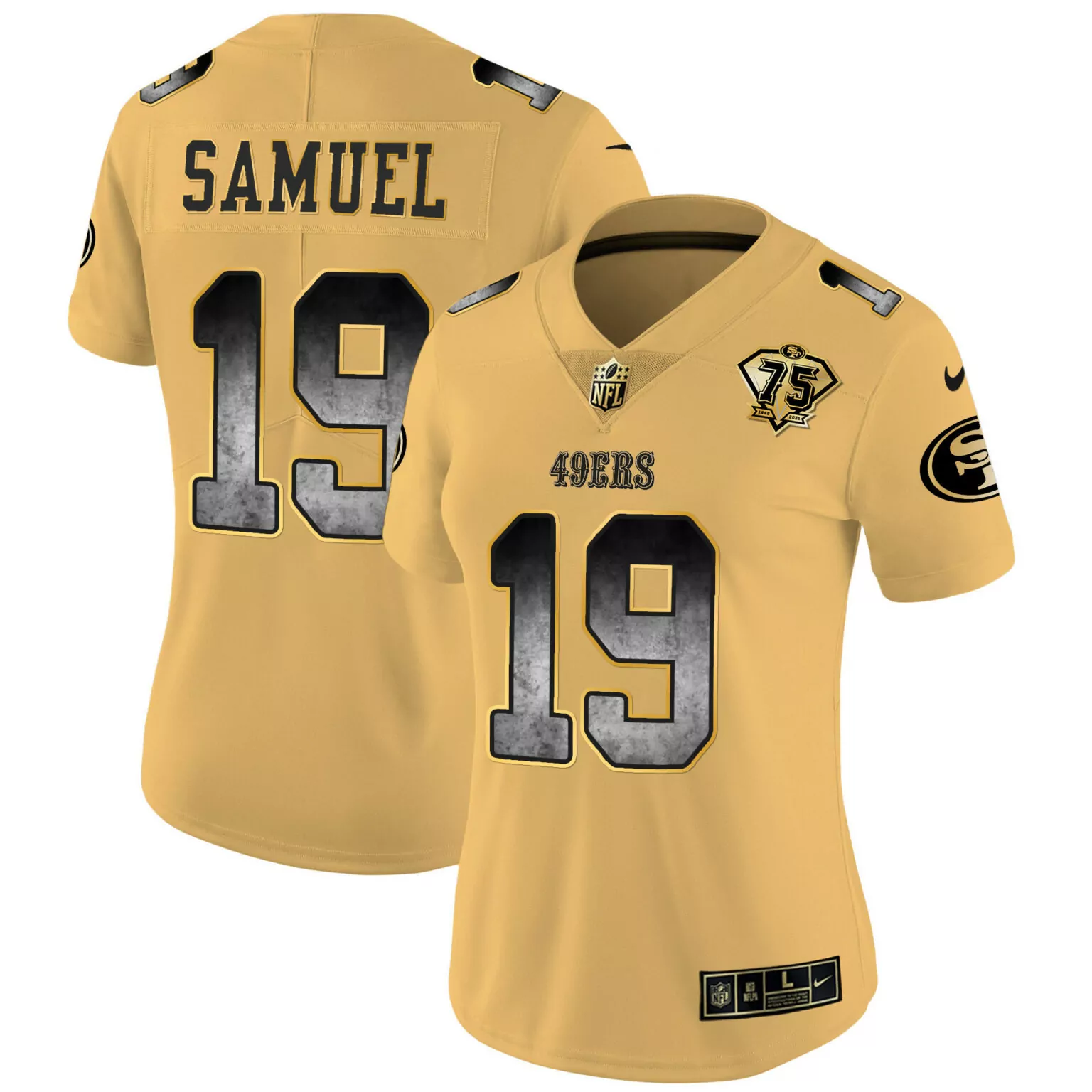 Deebo Samuel 19 49ERS Jersey Gold 75th Anniversary Men Game Black Gray All Stitched