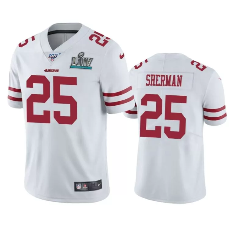 Richard Sherman 25 Jersey White Super Bowl Liv San Francisco 49ers 2019 Men Red Vapor