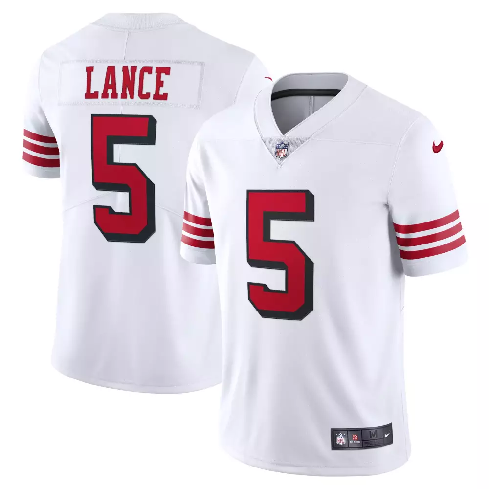 Trey Lance 5 San Francisco 49ers Jersey White Men Alternate Red Black Vapor