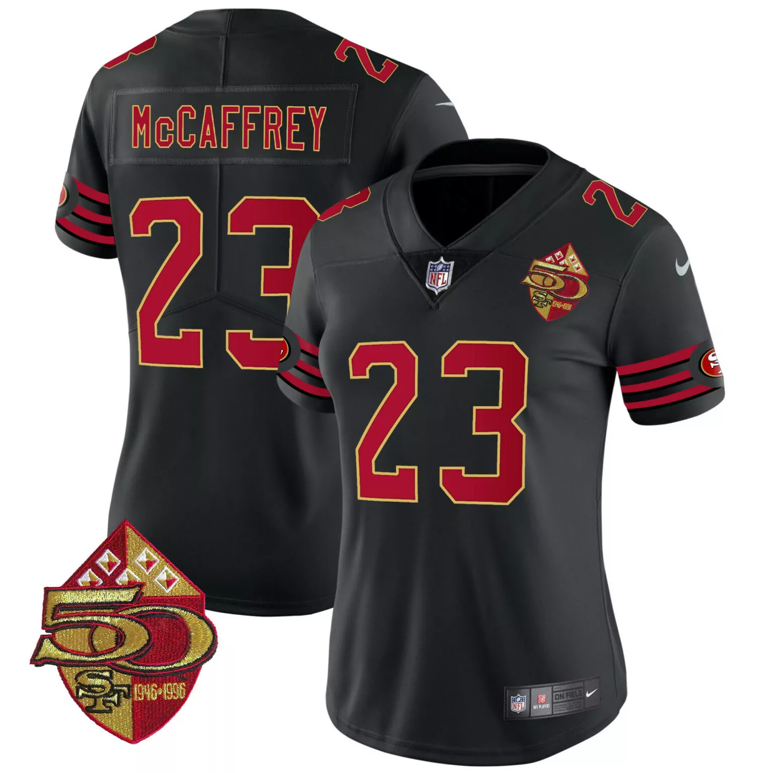 Christian Mccaffrey 23 Jersey Black San Francisco 49ers 50th Anniversary 1946-1996