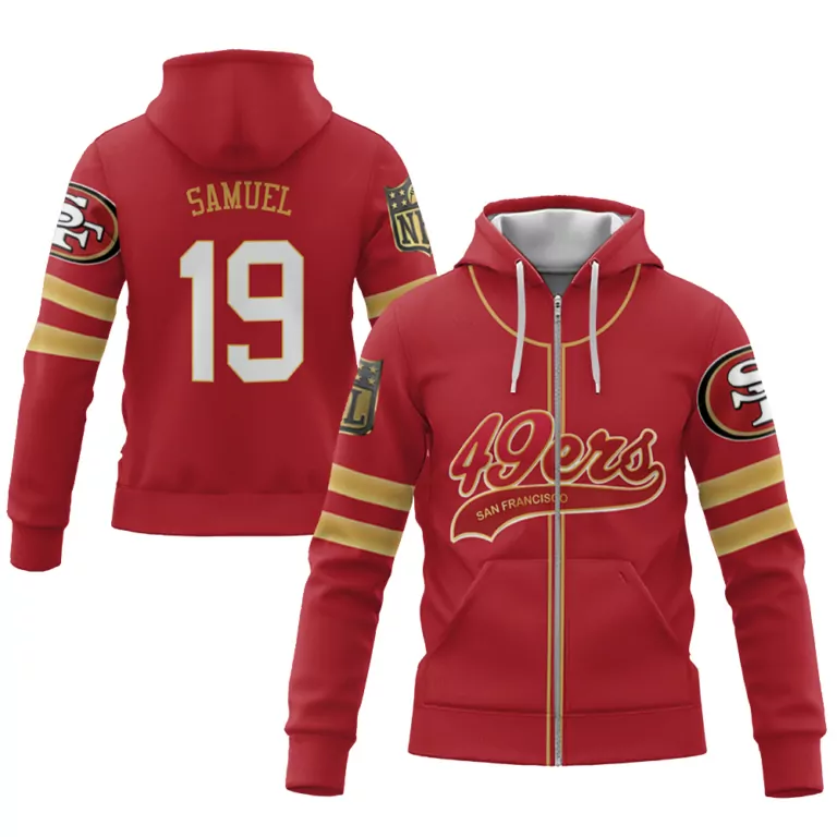 Deebo Samuel 19 Jersey Red San Francisco 49ers Men Hoodie Gold Cool Base Limited