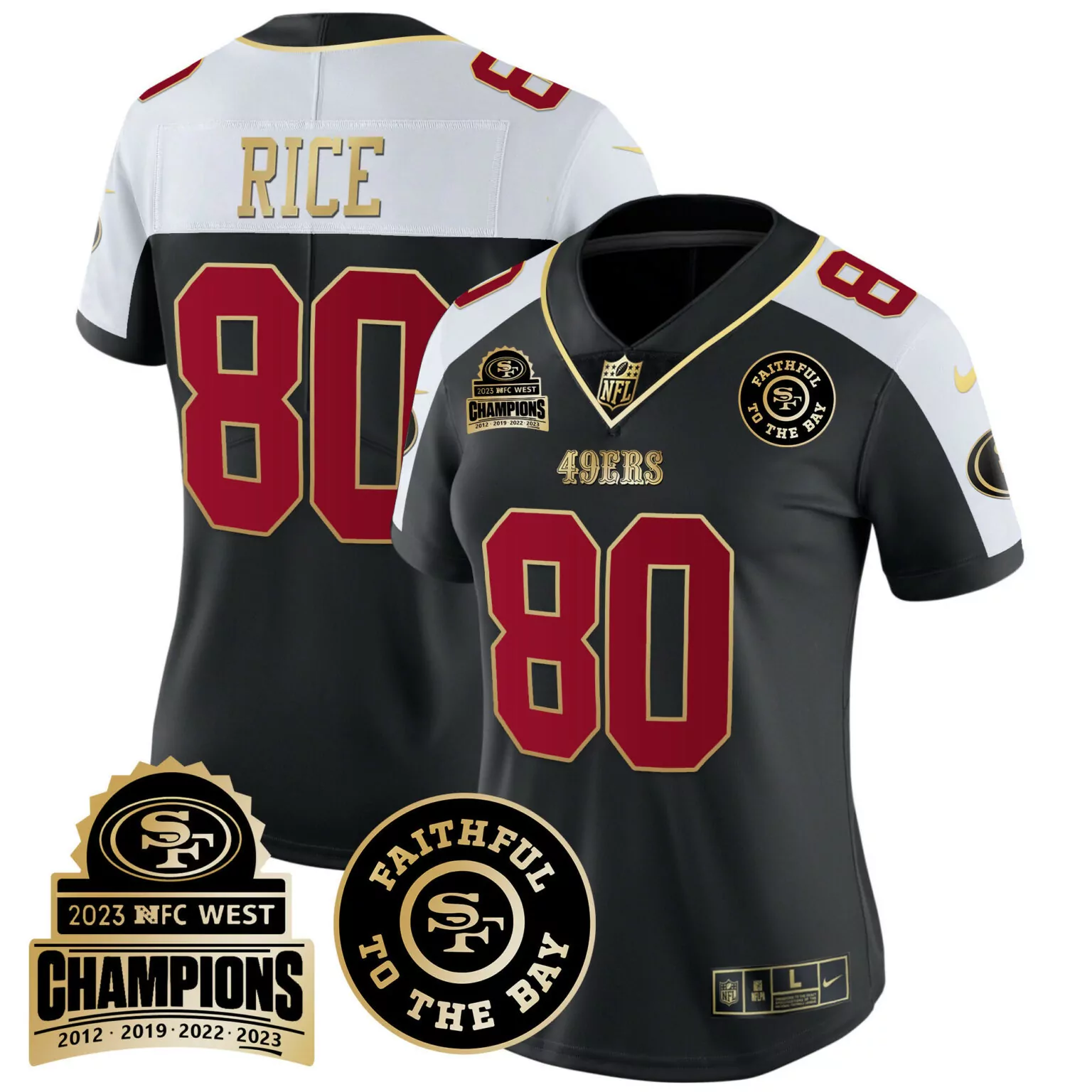 Jerry Rice 80 49ERS Jersey Black 2023 NFC West Champions Faithful To Bay Men Player
