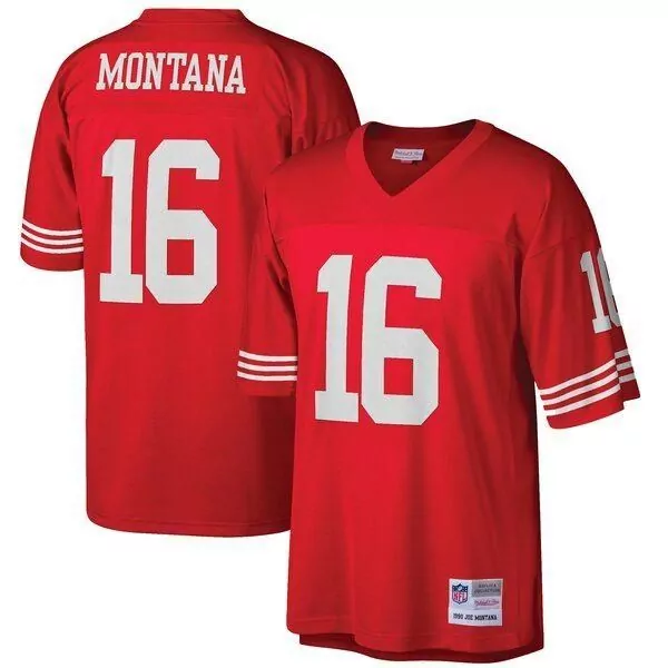 Joe Montana 16 Jersey Red San Francisco 49ers Men Replica White Retired