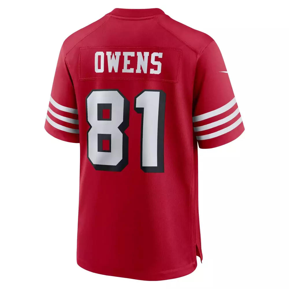 Terrell Owens 81 Jersey Red San Francisco 49ers Men Replica White Black Retired Alternate