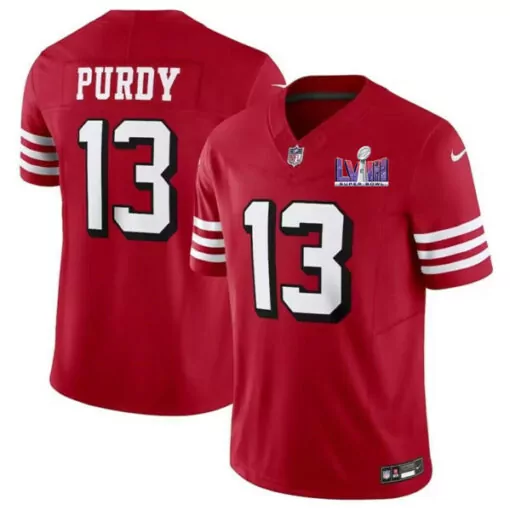 Brock Purdy 13 Jersey Red San Francisco 49ers Super Bowl Lviii Men White Rush Vapor