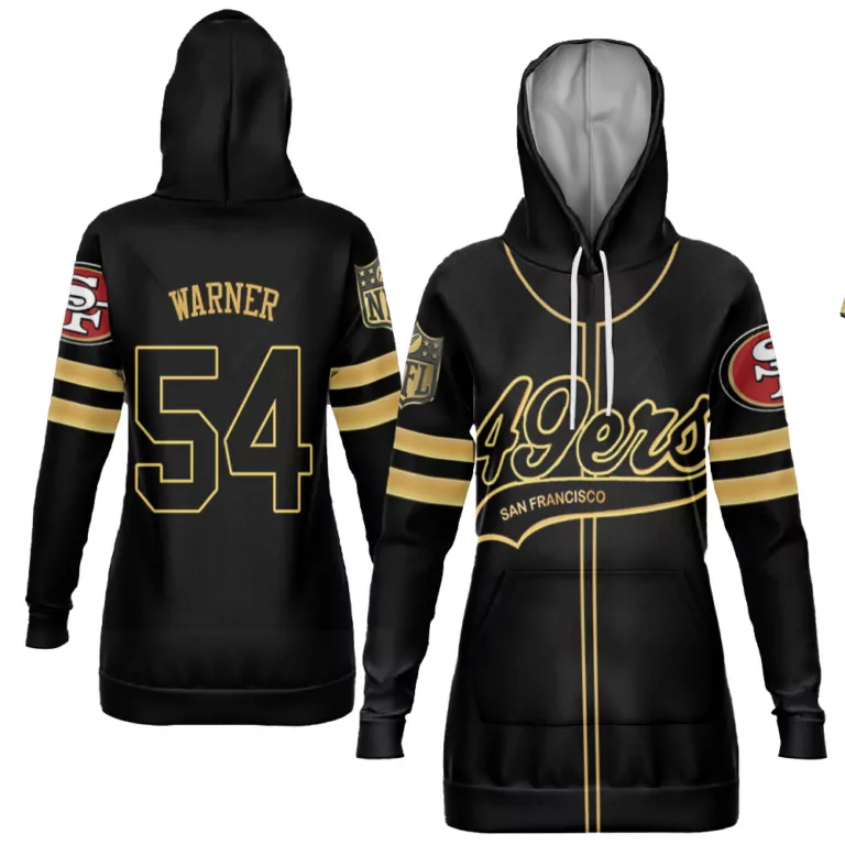 Fred Warner 54 Jersey Black San Francisco 49ers Women Hoodie Gold Cool Base Limited