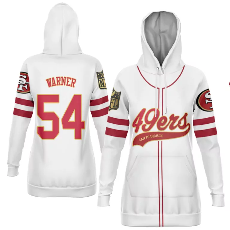 Fred Warner 54 Jersey White San Francisco 49ers Women Hoodie Red Gold Cool Base Limited