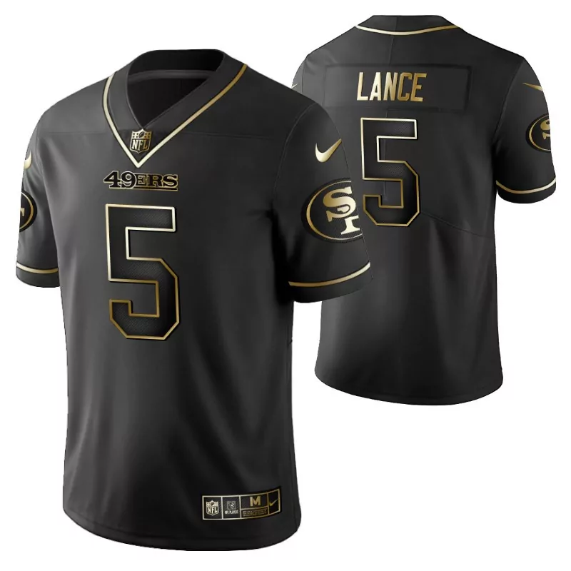 Trey Lance 5 49ERS Jersey Black Men Standard Gold