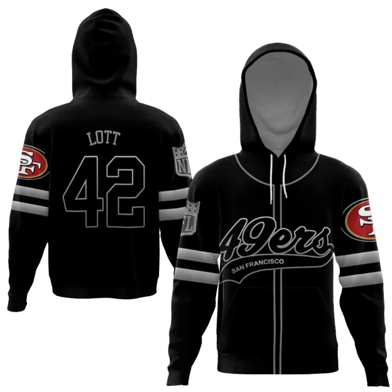 Ronnie Lott 42 Jersey Black San Francisco 49ers Hoodie White Red Gold Cool Base Limited
