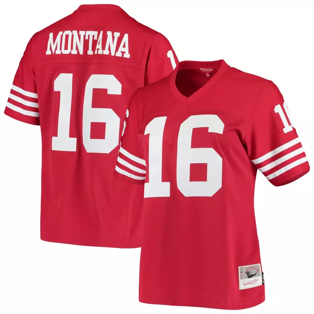 Joe Montana 16 49ers Jersey Red Men Replica White Legacy