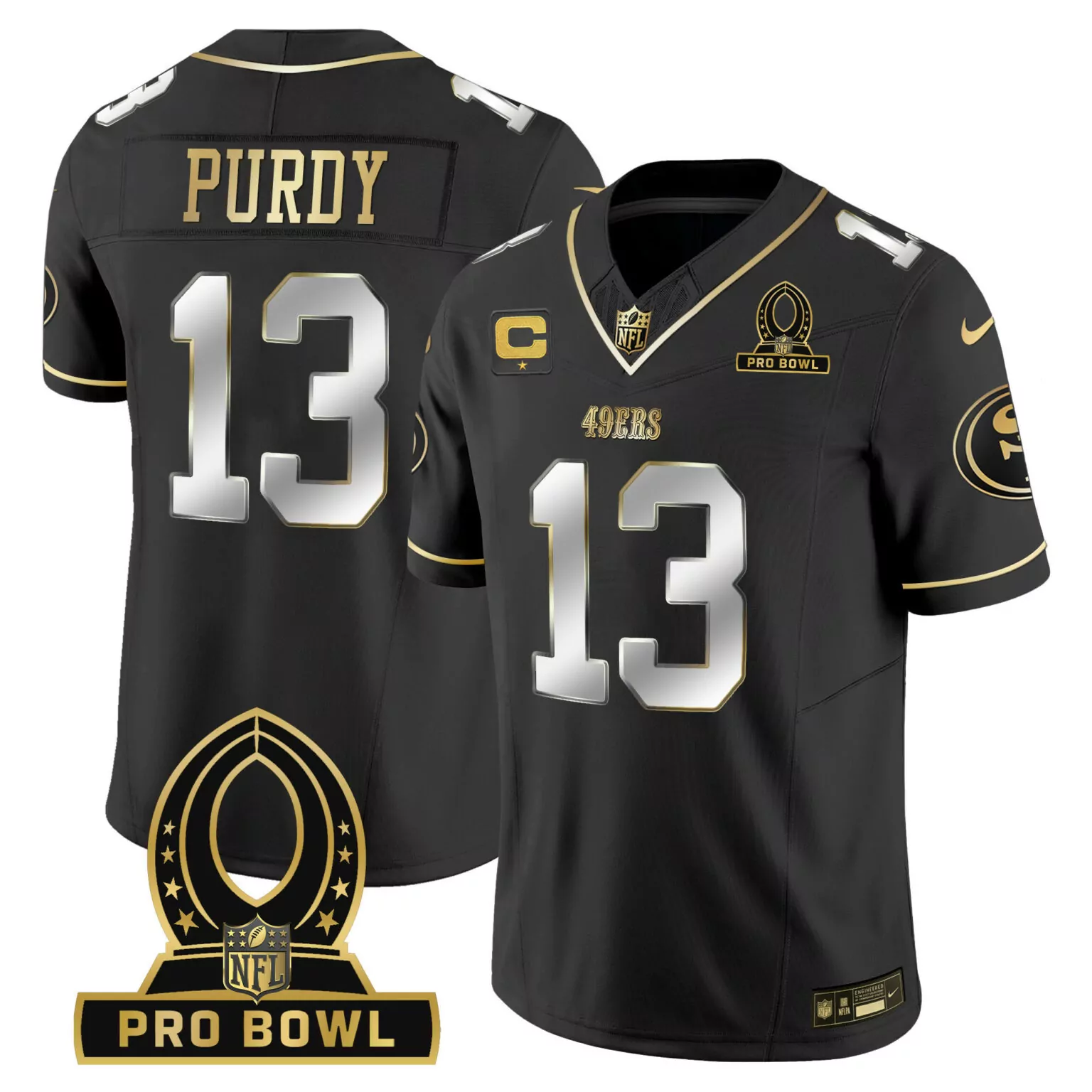 Brock Purdy 13 49ERS Jersey Black Pro Bowl Men Gold Silver All Stitched